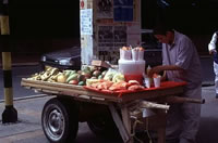 Fruitverkoper in Bogota, Colombia